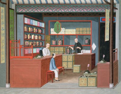 Ming-Tang Tea Store dealing fragrant Tenderleaf Tea (akvarell és gouache, papír) alkotó: School Chinese