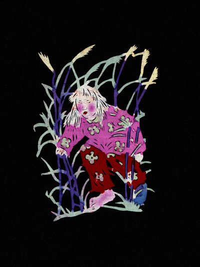 Paraszt a gyógynövényekben. Festett papírvágás vagy "Jian Zhi", kínai népművészet, Pekin. alkotó: School Chinese