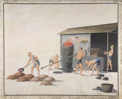 „Tedd vízbe hűlni”, Öntöttvas gyártás Kínában, 1820 körül (akvarell, papír) alkotó: School Chinese