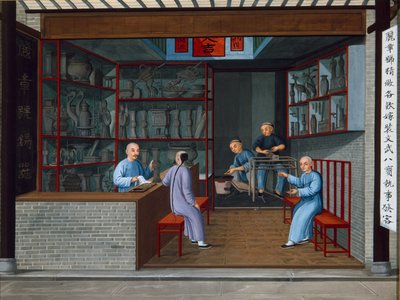 Tuttenage fémáru eladása, 1825 körül (gouache, papír) alkotó: School Chinese