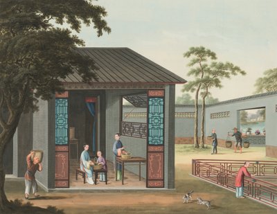 Teakészítés, 1820 körül (testfesték és aranyfesték selyemre, papírra fektetve) alkotó: School Chinese