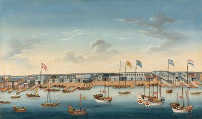The Hongs at Canton, 1780 körül (olaj, vászon) alkotó: School Chinese