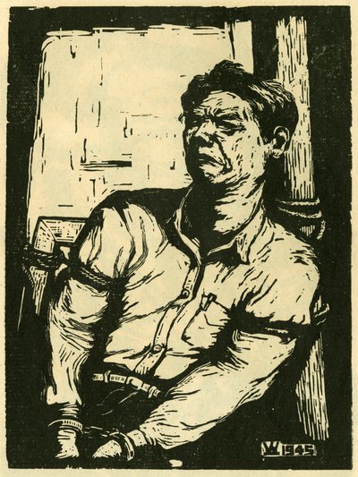 Wang Shu-i hadifogoly. Fametszet, in: "Woodcuts of war-time China 1937-1945", Sanghaj. alkotó: School Chinese