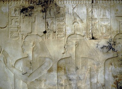 ABYDOS: I. Szeti (Szeti) temploma, a fáraót kísérő istennők. alkotó: School Egyptian