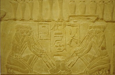 Ókori Egyiptom, falfaragás, Aranyat olvasztó ékszerészek, Merereuka Mastaba/Sírkamra, 6. din, Szakkara, Egyiptom (fotó) alkotó: School Egyptian