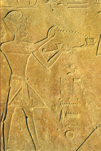 ókori Egyiptom, falfestmény, Karnak/Luxor, Hatsepszut füstölőt kínál alkotó: School Egyptian