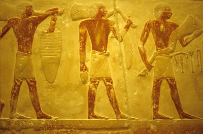 Ókori Egyiptom, Falfaragás/festés, Mastaba/Idout sírja, Szakkara, Kr.e. 2323-2150, Hordozók felajánlásokkal (fotó) alkotó: School Egyptian
