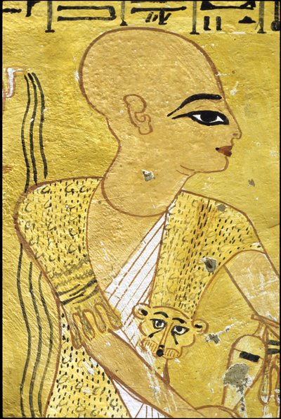 Ókori Egyiptom, Falfestmény Inherkhau sírja, Théba, Nemesek sírja, 20. dinasztia, Egy pap, aki italáldozatot önt Inherkhauért (fotó) alkotó: School Egyptian