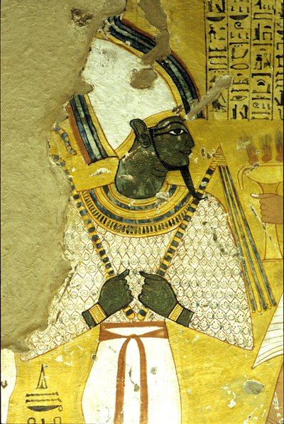 Ókori Egyiptom, falfestmény Inherkhau sírja, Théba, Nemesi sír, 20. dinasztia, Ozirisz, a túlvilág istene (fotó) alkotó: School Egyptian