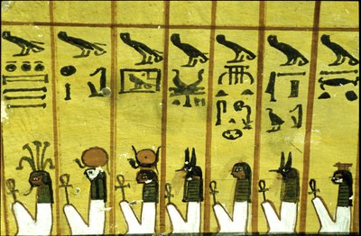 Ókori Egyiptom, falfestmény Inherkhau sírja, Théba, Nemesek sírja, 20. dinasztia, Az éjszaka tizenkét órájából hét (fotó) alkotó: School Egyptian