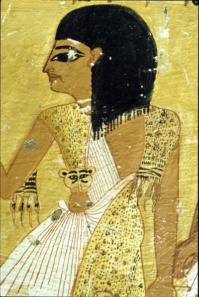 Ókori Egyiptom, falfestmény Inherkhau sírja, Théba, Nemesek sírja, 20. dinasztia, Inherkhau leopárdbőrben (fotó) alkotó: School Egyptian