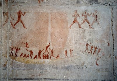 Egyiptomi ókor: egy vitorlás. Mészkő dombormű a szakkarai Akhethetep Mastaba kápolnájából. 5. dinasztia (i.e. 2500-2350 körül) Kr.e. 2300. Párizs, Louvre Múzeum alkotó: School Egyptian