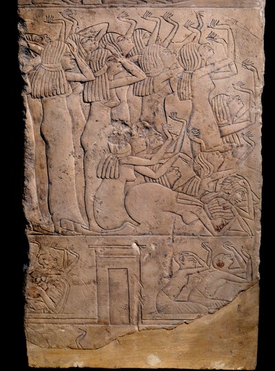 Egyiptomi antikvitás: memfit sír Horemhebtől Szakkaráig (Sakkarah vagy Saqqara), dombormű: sírás Horemheb temetésén. 18. dinasztia (kb. ie 1550-1295) alkotó: School Egyptian