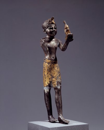 Egyiptomi antikvitás: a király (I. Sethi?) szobra, aki Maat felajánlja. Ezüst és arany szobor. Sethi Regné (Kr. e. 1294-1279). Homályos. 19 cm. Párizs, Louvre Múzeum alkotó: School Egyptian