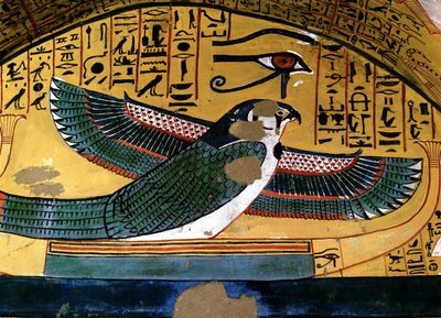 Luxor - Théba: a Nílus bal partja. Deir el Medineh: kézművesek nekropolisza. Sennedjem sírja. 18. dinasztia. Hórusz isten ábrázolása alkotó: School Egyptian