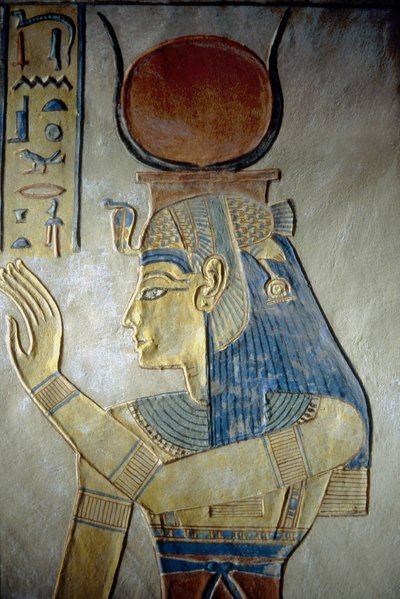Luxor, Théba: Királynők Völgye. II. Ramszesz egyik fiának sírja, Ízisz istennő. alkotó: School Egyptian