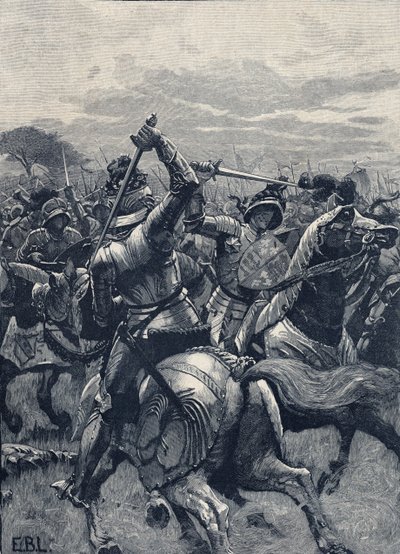Bosworth Field-i csata, 1485. augusztus 22., A rózsák háborúja (litho) alkotó: School English