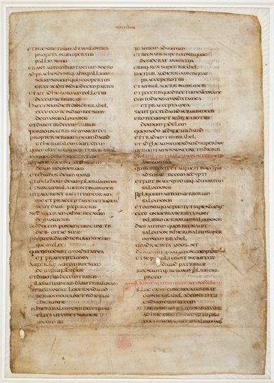 Bibliarészlet a Királyok könyvéből (a „Ceolfrith vagy Ceolfrid Biblia” Greenwell levele) (tinta pergamenen) alkotó: School English
