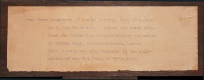 A felirat részlete, Holker George Preston három gyermekének portréjából (tinta papíron) alkotó: School English