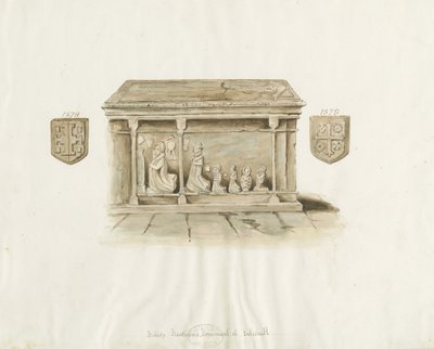 Eccleshall templom: Bentham püspök sírja: vízfestmény, nd [?19. század] (festmény) alkotó: School English