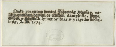 Elford Church – Sir John Stanley sírja: toll- és tusrajz, nd [?19. század] (rajz) alkotó: School English