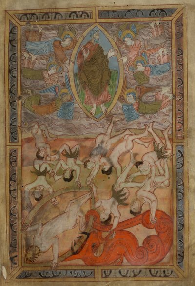 Genezis, óangol hexateuch, Cotton MS Claudius B IV f.2r, 1025-1200 körül (tinta pergamenre) alkotó: School English