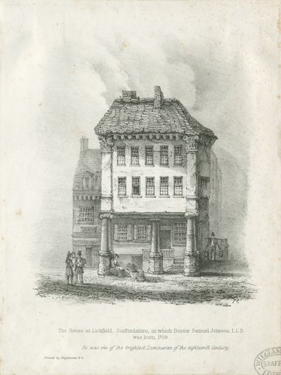 Lichfield – Dr. Johnson szülőhelye: litográfia, és [19. század] (nyomtatott) alkotó: School English