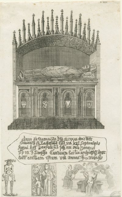 Lichfield katedrális - Püspöki sír [?Bishop Cornhill]: rézkarc, nd [?XVIII. század vége] (nyomat) alkotó: School English