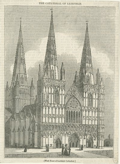 Lichfield katedrális – nyugati front: fametszet, és [?XIX. század] (nyomtatott) alkotó: School English