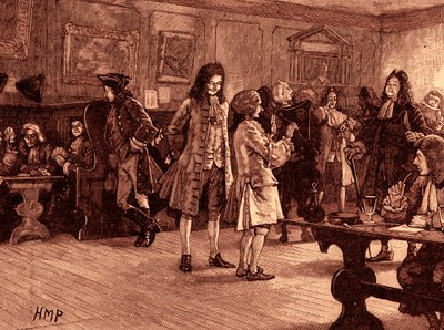 Londoni kávéház Anna királynő uralkodása idején (nyomtatás) alkotó: School English