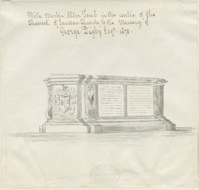 Sandon templom – George Digby sírja: szépia mosás rajz, nd [?18. század] (rajz) alkotó: School English