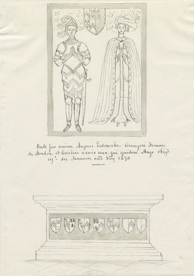 Sandon templom – Hugh Erdeswicke és Cecilia [Bassett] sírja: toll- és tusrajz, nd [?18. század] (rajz) alkotó: School English