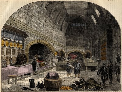 I. Erzsébet királynő 16. századi konyhája – metszet Cassell Petter és Galpin „Anglia történelméből” alkotó: School English