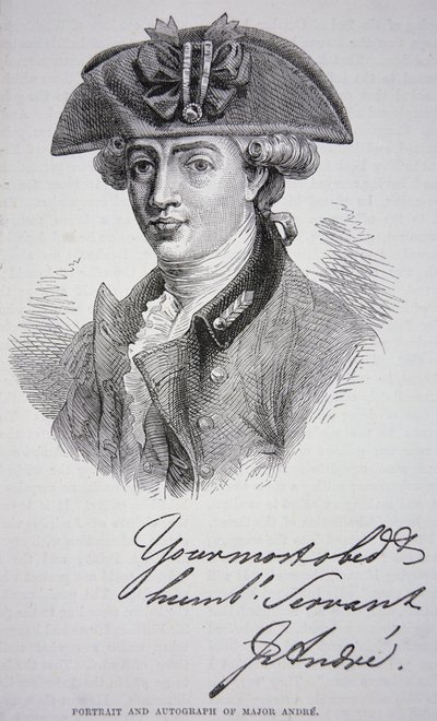 John Andre őrnagy portréja és autogramja (litho) alkotó: School English