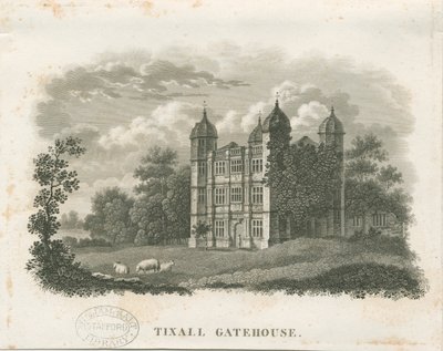 Tixall Hall – Gatehouse: metszet (matricák) és [19. század eleje] (nyomtatás) alkotó: School English