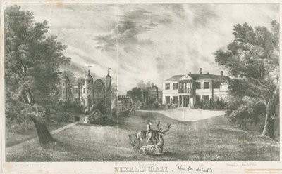 Tixall Hall és Gatehouse: litográfia, nd [c 1833] (nyomtatás) alkotó: School English
