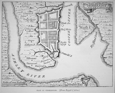 Charles Town városa és kikötője (Charleston), Dél-Karolina (litográfia) alkotó: School English