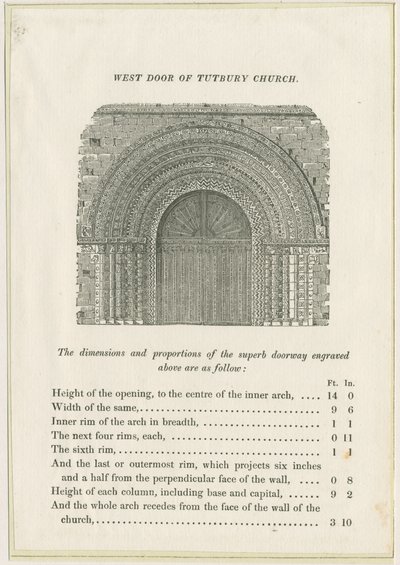 Tutbury Priory Church: West Doorway: metszet, nd [c 1832] (nyomtatás) alkotó: School English