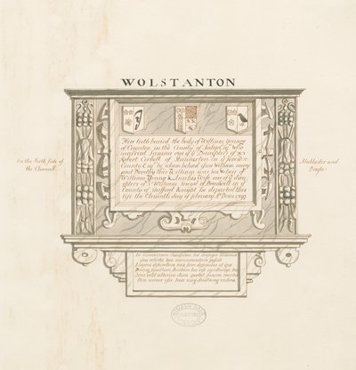Wolstanton-templom – A cayntoni William Yonge fali emlékműve: toll- és mosdórajz, nd [?19. század] (rajz) alkotó: School English