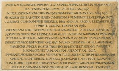 Wolverhampton – Richard Leveson admirális latin sírfelirata a Szent Péter-templomban: toll- és tusrajz, nd [?19. század] (rajz) alkotó: School English