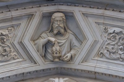 Krisztus, részlet az oldalsó portál körüli domborműről, a firenzei Virágos Mária-székesegyház (UNESCO világörökségi lista alkotó: School Florentine