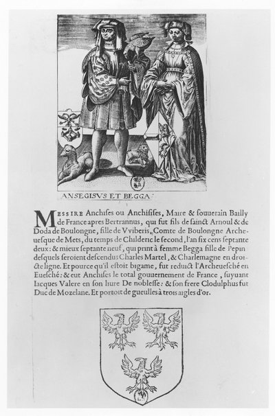 Ansegisel és felesége, Begga (metszet) alkotó: School French