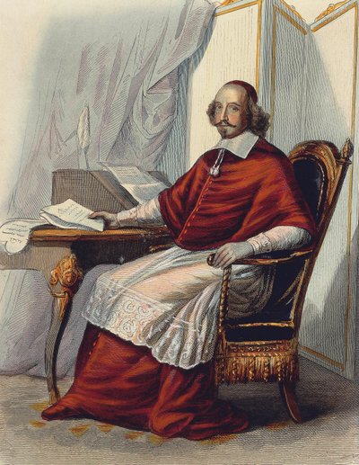 Jules Mazarin bíboros (Giulio Mazzarini) (színes metszet) alkotó: School French