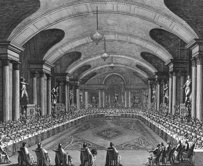 Francia forradalom: Első találkozó a Nemzeti Intézetben a 15. csíraév IV (április 4.) alkotó: School French