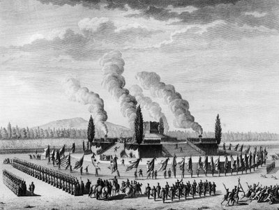 Francia forradalom: Funebres azon polgárok tiszteletére, akik 1790 szeptemberében Nancyban haltak meg. Párizs, a Forradalomtörténeti Intézet könyvtára alkotó: School French
