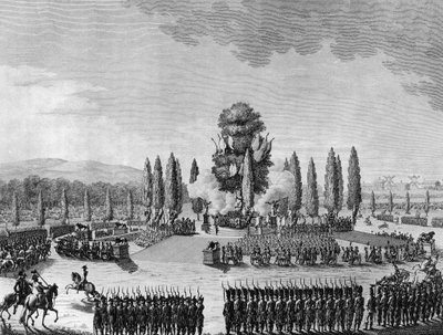 Francia forradalom: Republikánus fete des Victoires au Champs de Mars Párizsban a 10. Prairial An IV-en (május 29. alkotó: School French