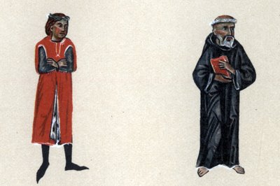 Marcabru, A középkori trubadúr, illusztráció Hermann Suchier "Histoire de la Literature Francaise" című művéből. alkotó: School French