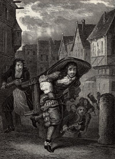 „” Monsieur de Pourceaugnac””” Metszet az angol szerző, Moliere „” műveiből – Jelenet Jean-Baptiste Poquelin dit Moliere (Jean Baptiste Poquelin) „” Monsieur de Pourceaugnac” című darabjából alkotó: School French