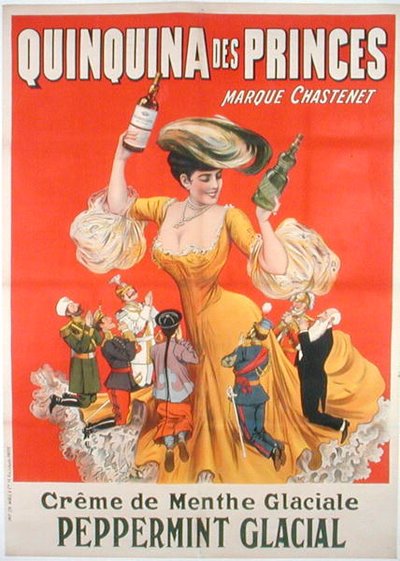 A "Quinquina des Princes" francia menta krémet reklámozó plakát (színes litográfia) alkotó: School French