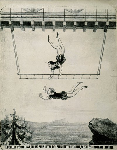 Trapézisták a veszedelmes létrán. alkotó: School French